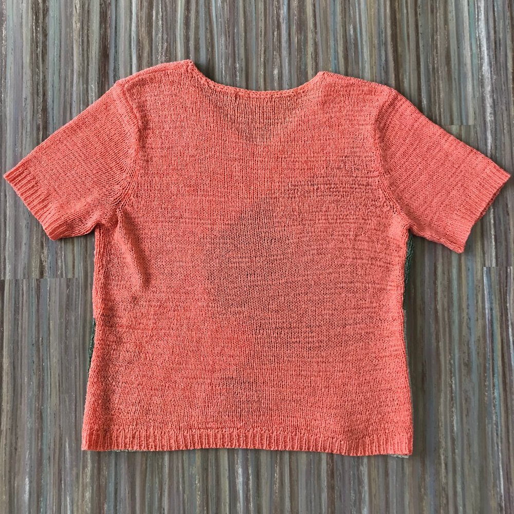 Koret Colorful Short Sleeve Ribbon Knit Sweater Colorblock Flower Pattern - Picture 6 of 6